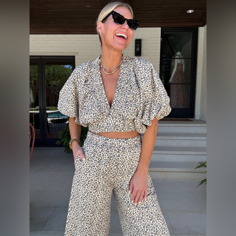 CUTEST Leopard Print Set (bubble top plus pants)